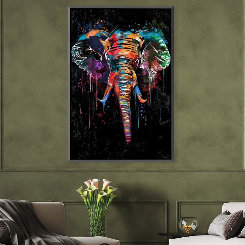 Color in the Dark Elephant Canvas