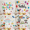 Colorful cartoon animal birthday wall tapestry bedroom backdrop by Decorbites