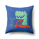 Colorful cartoon dino baby pillowcase bedroom cushion cover by Decorbites