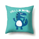 Colorful cartoon dino baby pillowcase bedroom cushion cover by Decorbites