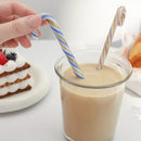 Colorful christmas long handle candy cane glass stirring stick kitchen by Decorbites