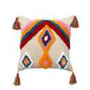 Colorful geometric boho tassel macrame pillow covers living room decor by Decorbites