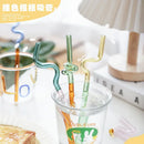 Colorful glass flower handle stir bar kitchen cocktail straw by Decorbites