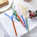 Colorful glass flower handle stir bar kitchen cocktail straw by Decorbites
