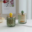 Colorful glass tea canister set with gold ceramic lids kitchen storage jar by Decorbites
