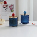 Colorful glass tea canister set with gold ceramic lids kitchen storage jar by Decorbites