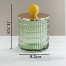 Colorful glass tea canister set with gold ceramic lids kitchen storage jar by Decorbites