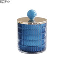 Colorful glass tea canister set with gold ceramic lids kitchen storage jar by Decorbites