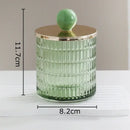 Colorful glass tea canister set with gold ceramic lids kitchen storage jar by Decorbites