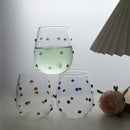 Colorful glass wave dots mug set dining room stemless wine glasses by Decorbites
