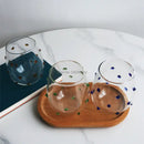 Colorful glass wave dots mug set dining room stemless wine glasses by Decorbites