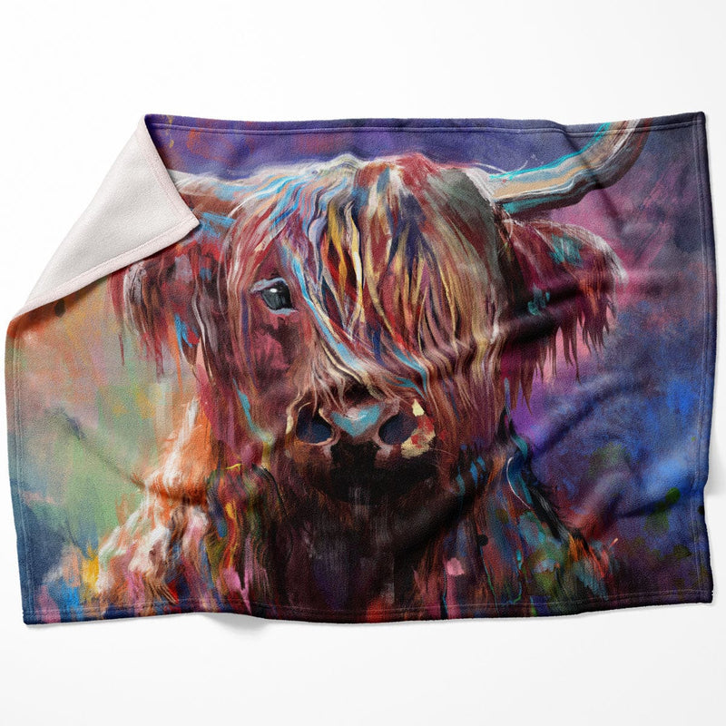 Colorful Highland Cow Blanket