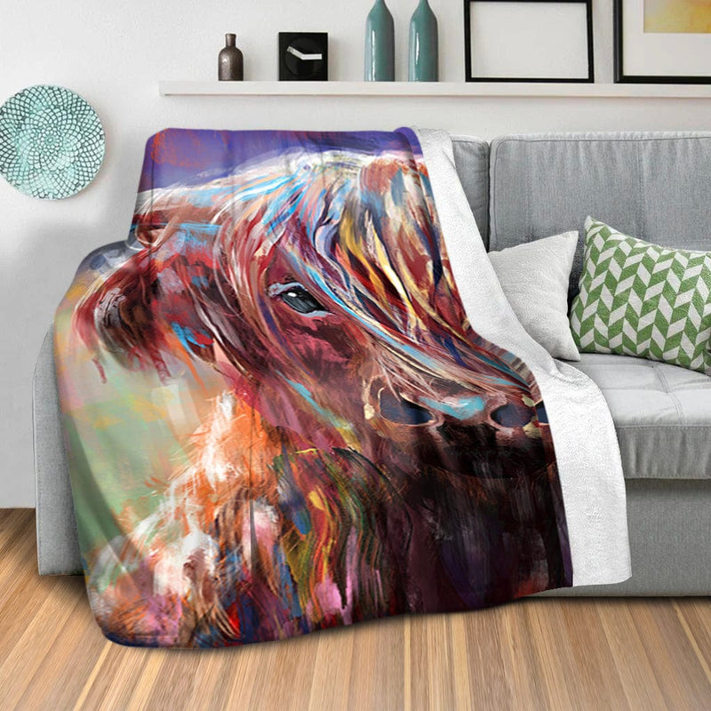 Colorful Highland Cow Blanket