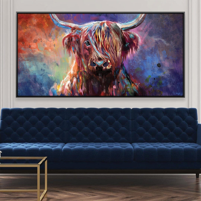 Colorful Highland Cow Canvas