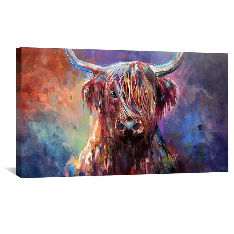 Colorful Highland Cow Canvas