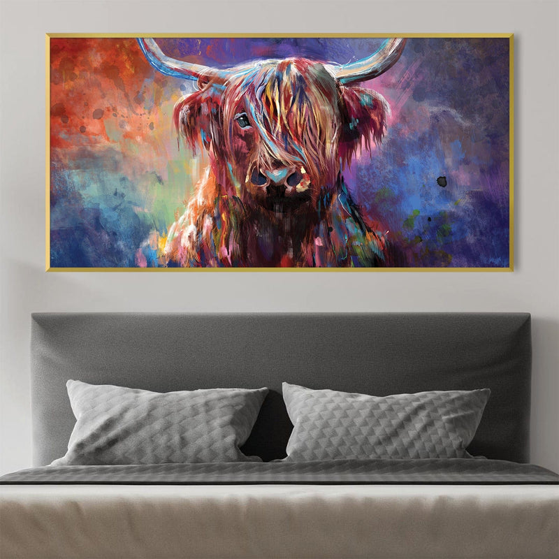 Colorful Highland Cow Canvas