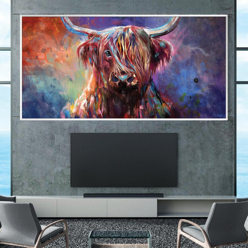 Colorful Highland Cow Canvas