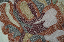 Colorful Ivory, Olive and Brown 8x10 Floral Design Hand Tufted wool Rug