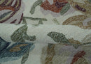 Colorful Ivory, Olive and Brown 8x10 Floral Design Hand Tufted wool Rug