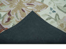 Colorful Ivory, Olive and Brown 8x10 Floral Design Hand Tufted wool Rug