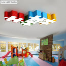 GobekUsa Kids Style Jigsaw Puzzles Ceiling Flush Light - Acrylic LED Flushmount in Red/Yellow & White