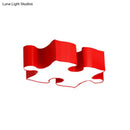 GobekUsa Kids Style Jigsaw Puzzles Ceiling Flush Light - Acrylic LED Flushmount in Red/Yellow & White