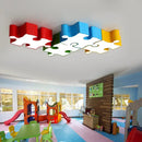 GobekUsa Kids Style Jigsaw Puzzles Ceiling Flush Light - Acrylic LED Flushmount in Red/Yellow & White