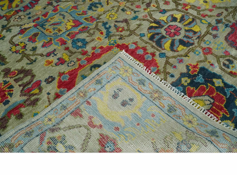 Colorful Oushak Rug Wool Traditional Hand knotted Custom Made wool Area Rug