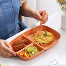 Colorful ribbed divided dish diet plate set with utensils dining room by Decorbites