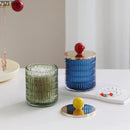 Colorful ribbed glass tea canister set kitchen storage jar by Decorbites