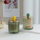 Colorful ribbed glass tea canister set kitchen storage jar by Decorbites
