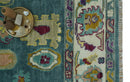 Colorful Teal, Ivory, Purple and Mustard Hand Knotted Traditional Oushak 8x10 wool Area Rug by The Rug Decor