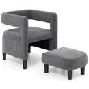 Comfy Accent Armchair with Footrest-Gray by LJGDeals