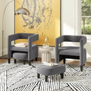 Comfy Accent Armchair with Footrest-Gray by LJGDeals