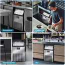 Commercial Ice Maker Machine,100lbs/24H Moon-Shaped Ice Machine with 28 Lbs Storage Capacity