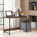 Computer Desk with Reversible Storage Drawer and Moveable Shelf-Brown by LJGDeals