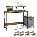 Computer Desk with Reversible Storage Drawer and Moveable Shelf-Brown by LJGDeals