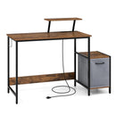 Computer Desk with Reversible Storage Drawer and Moveable Shelf-Brown by LJGDeals