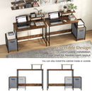 Computer Desk with Reversible Storage Drawer and Moveable Shelf-Brown by LJGDeals