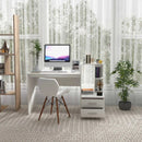 Computer Desk Home Office with Bookshelf and Drawers-White by LJGDeals