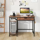 Computer Desk with Charging Station and Drawer & Adjustable Shelf-Rustic Brown by LJGDeals