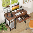 Computer Desk with Charging Station and Drawer & Adjustable Shelf-Rustic Brown by DirectDeals