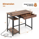 Computer Desk with Charging Station and Drawer & Adjustable Shelf-Rustic Brown by DirectDeals