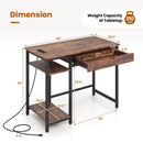 Computer Desk with Charging Station and Drawer & Adjustable Shelf-Rustic Brown by LJGDeals