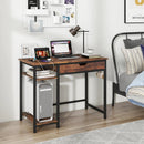 Computer Desk with Charging Station and Drawer & Adjustable Shelf-Rustic Brown by DirectDeals