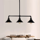 GobekUsa Conical Island Farmhouse Lighting - Black Metallic 3-Bulb Ceiling Light for Dining Room