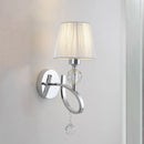 GobekUsa Conical Parlor Wall Lamp Fixture: 1-Light Classic Fabric Wall Lighting with Crystal Drop in Chrome