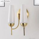 GobekUsa Contemporary 1/2-Light Conical Sconce Wall Lamp in Gold with Opal Glossy Glass