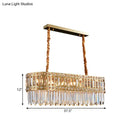GobekUsa Contemporary 10-Light Crystal Pendant for Elongated Dining Tables in Gold