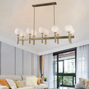 GobekUsa Contemporary 10-Light Pendant with Gold Linear Design and White Glass Shades – Island Ceiling Light Fixture